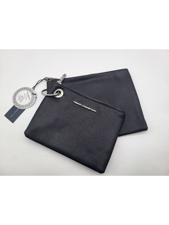 French Connection Handbags - French Connection Lara Pebbled Double Pouches Travel Accessories Black